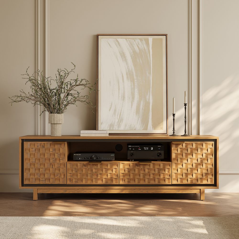 Ash Wood Walnut Color Engineered Wood TV Stands