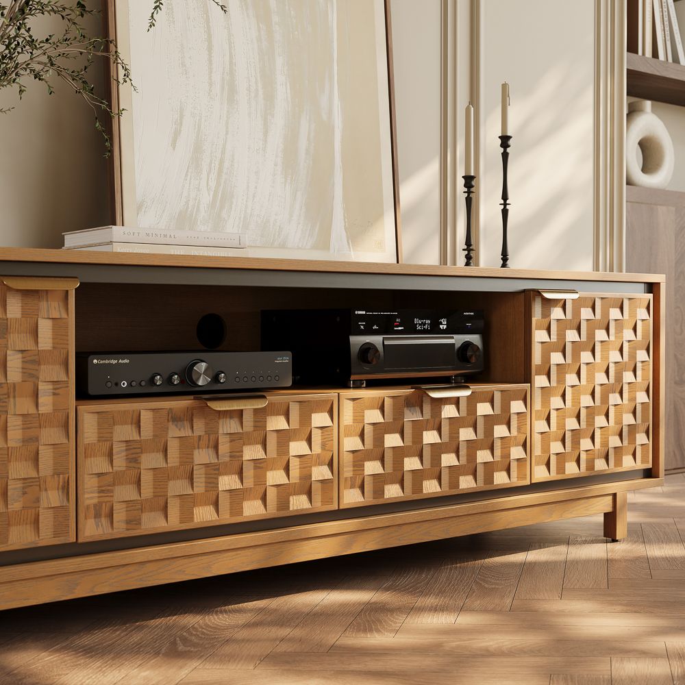 On the Ground Walnut Color Engineered Wood TV Stands