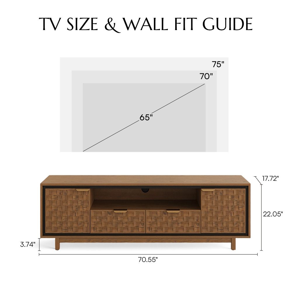 with Drawers Walnut Color Engineered Wood TV Stands