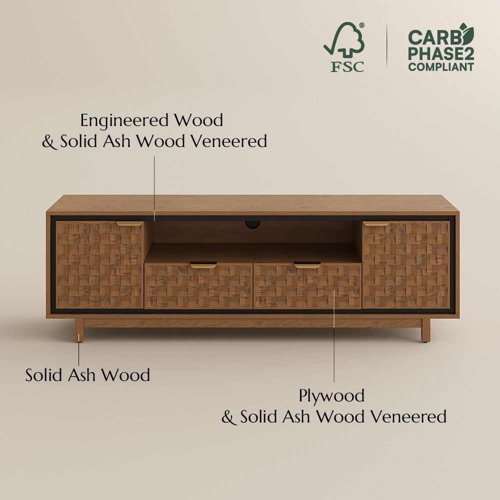 Wood Walnut Color Engineered Wood TV Stands