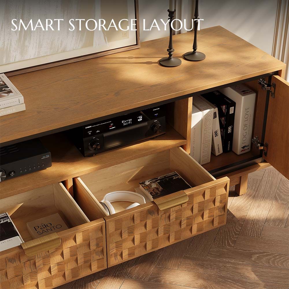 with Storage Walnut Color Engineered Wood TV Stands