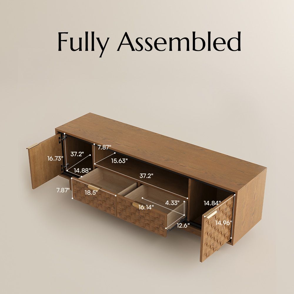 Ash Wood Walnut Color Engineered Wood TV Stands