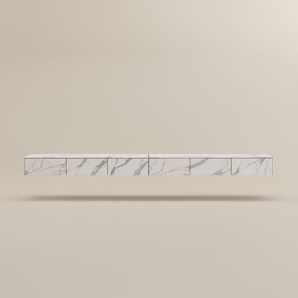 Floating White Sintered Stone TV Stands