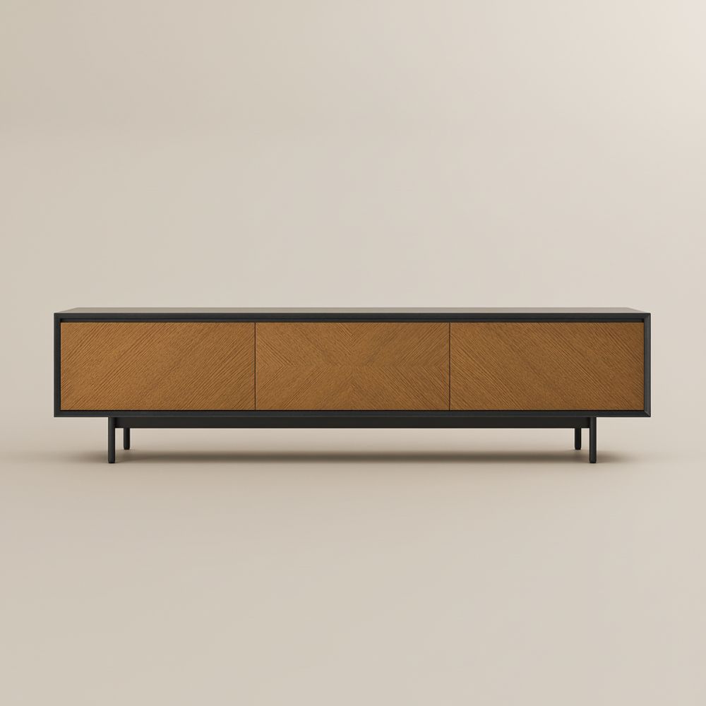 Living Room Walnut & Black MDF TV Stands