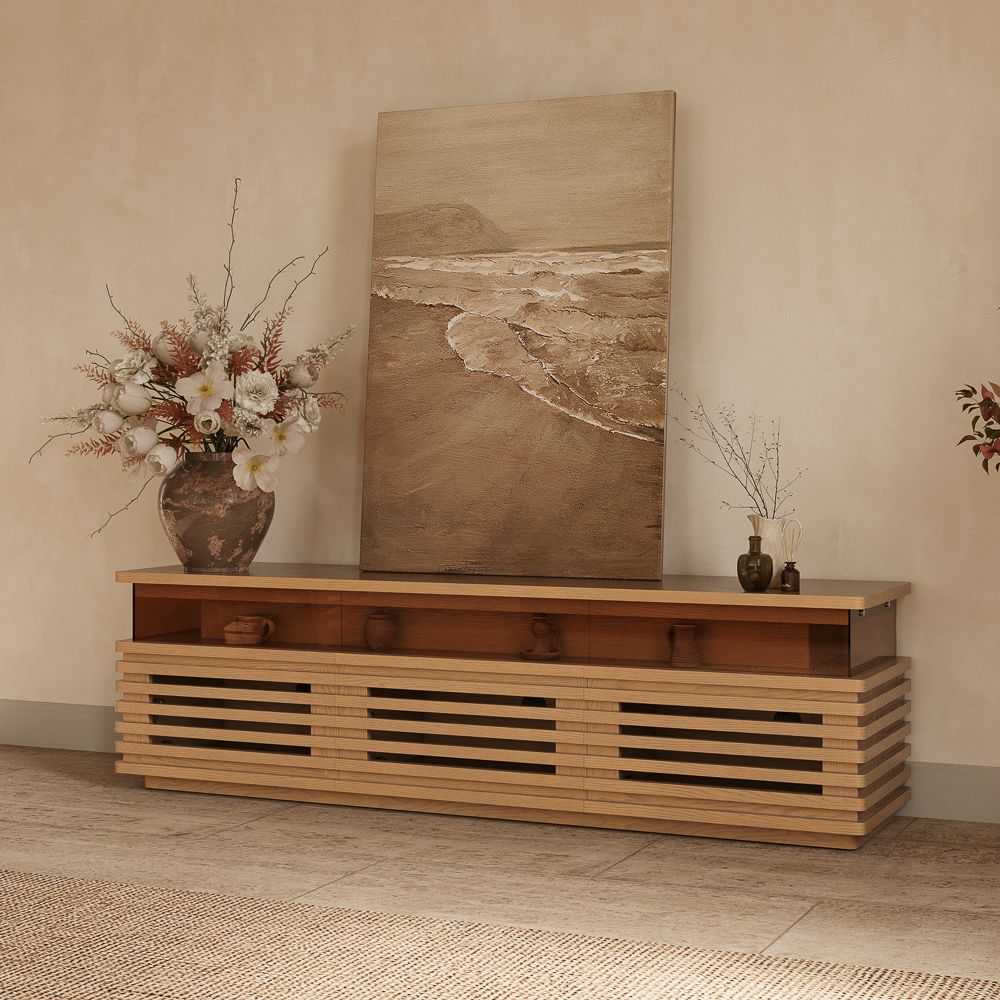 Mid Century Modern Oak Engineered Wood TV Stands