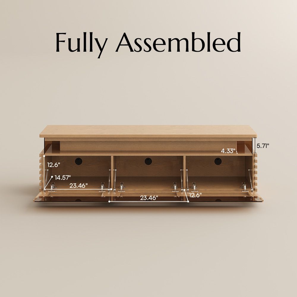 Slatted Design Oak Engineered Wood TV Stands