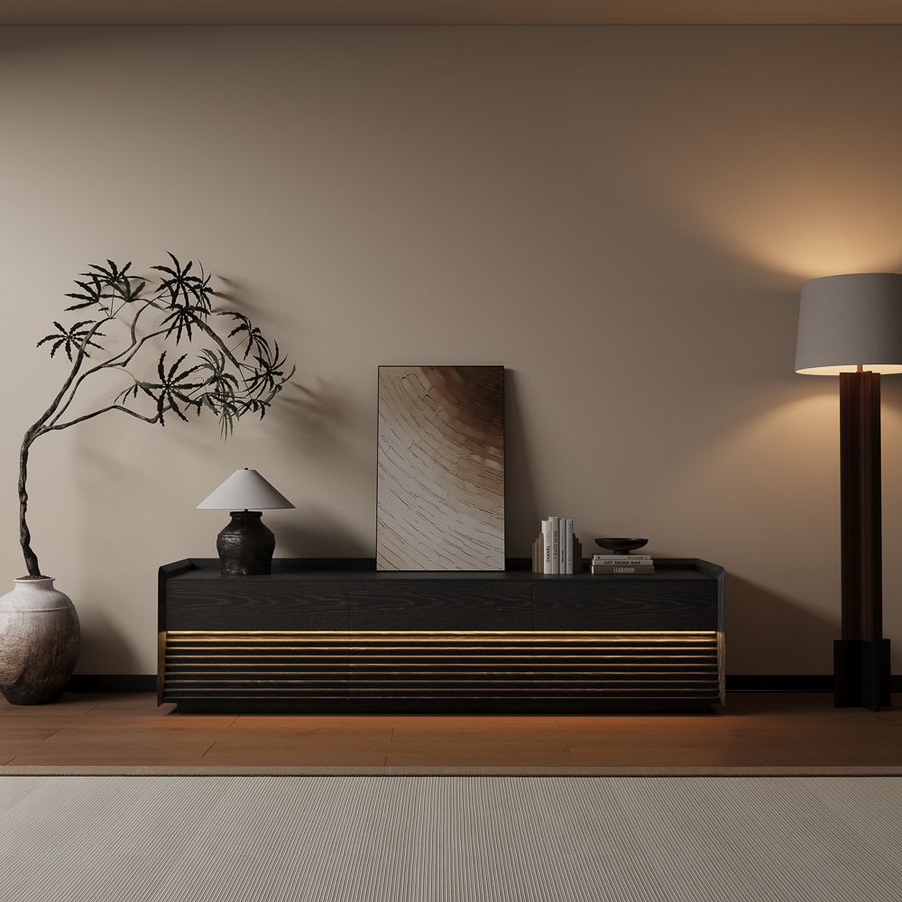 Living Room Black Plywood TV Stands