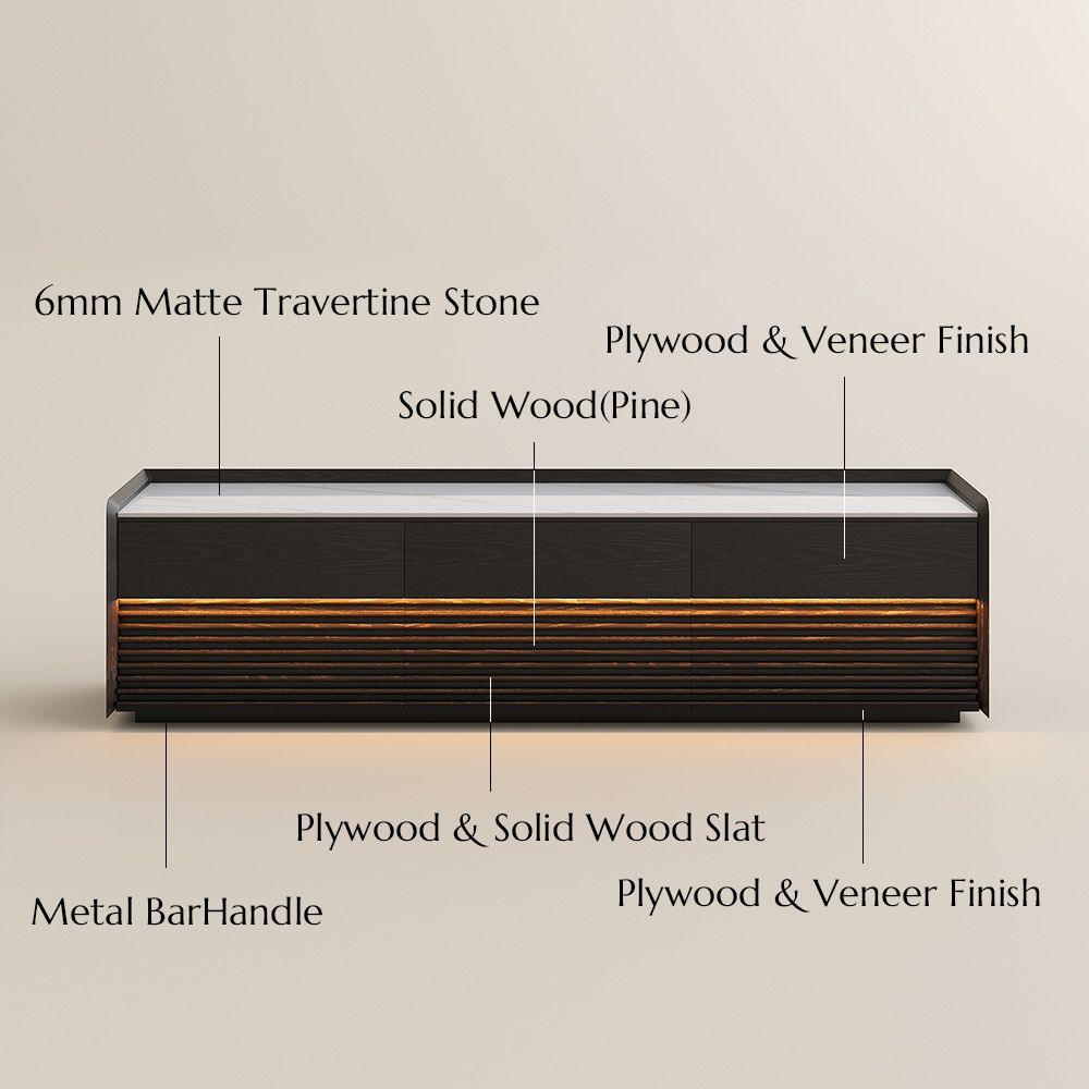 with Sintered Stone Top Glossy White & Black Plywood TV Stands