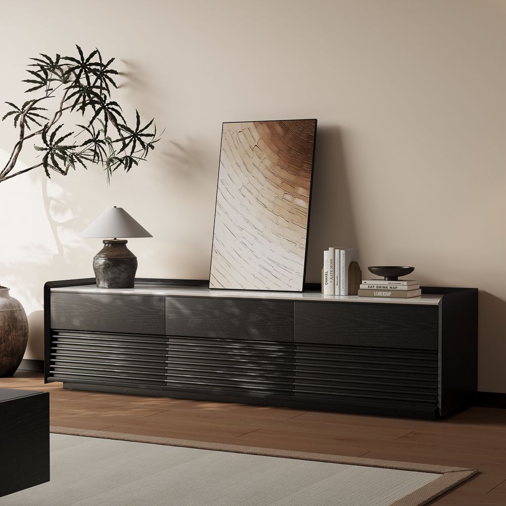 Mid Century Modern Glossy White & Black Plywood TV Stands