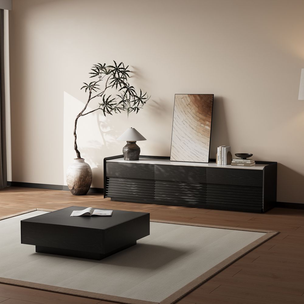 with LED Lights Glossy White & Black Plywood TV Stands