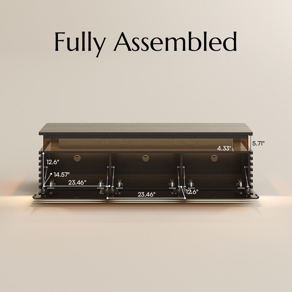 Slatted Design Black Engineered Wood TV Stands