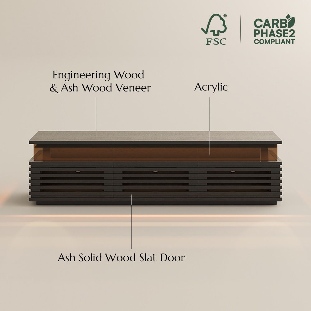 with LED Light Black Engineered Wood TV Stands