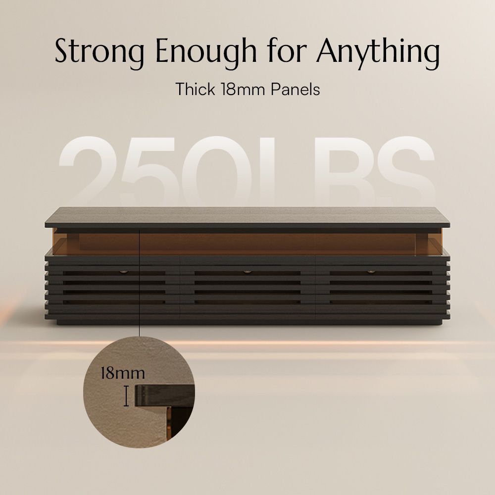 with LED Light Black Engineered Wood TV Stands