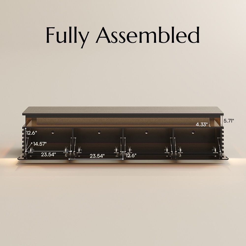 with LED Light Black Engineered Wood TV Stands