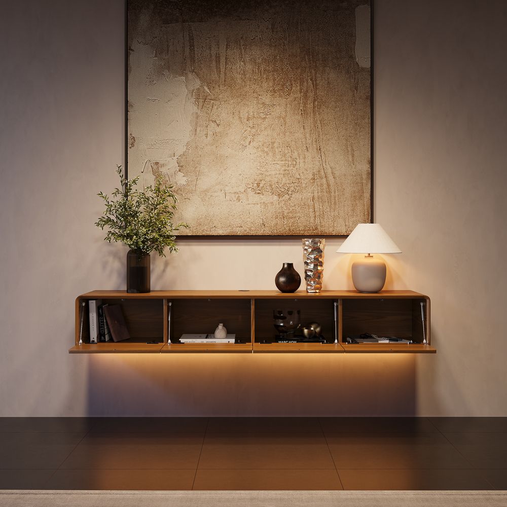 FLOAT Walnut Color MDF TV Stands