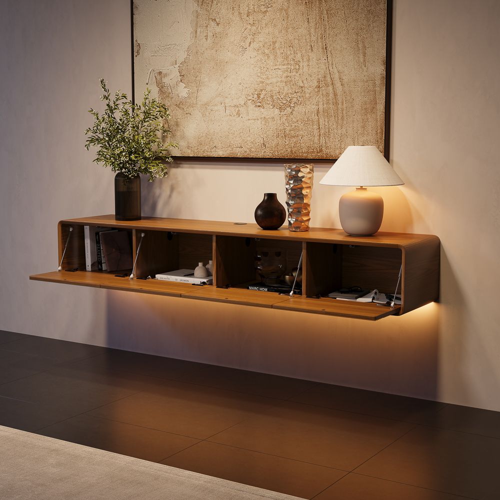 FLOAT Walnut Color MDF TV Stands