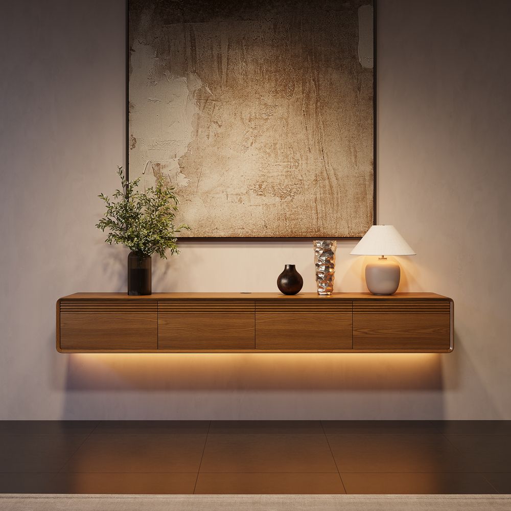 with Storage Walnut Color MDF TV Stands