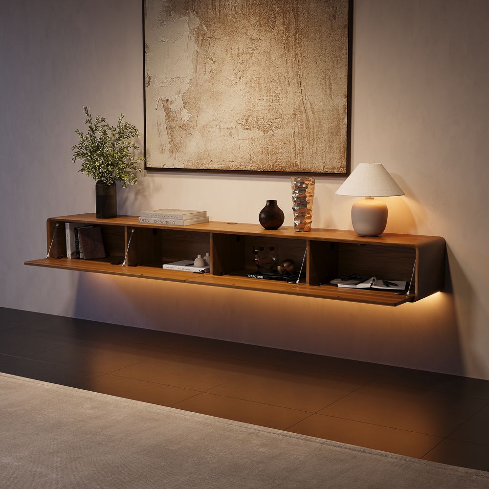 with Storage Walnut Color MDF TV Stands