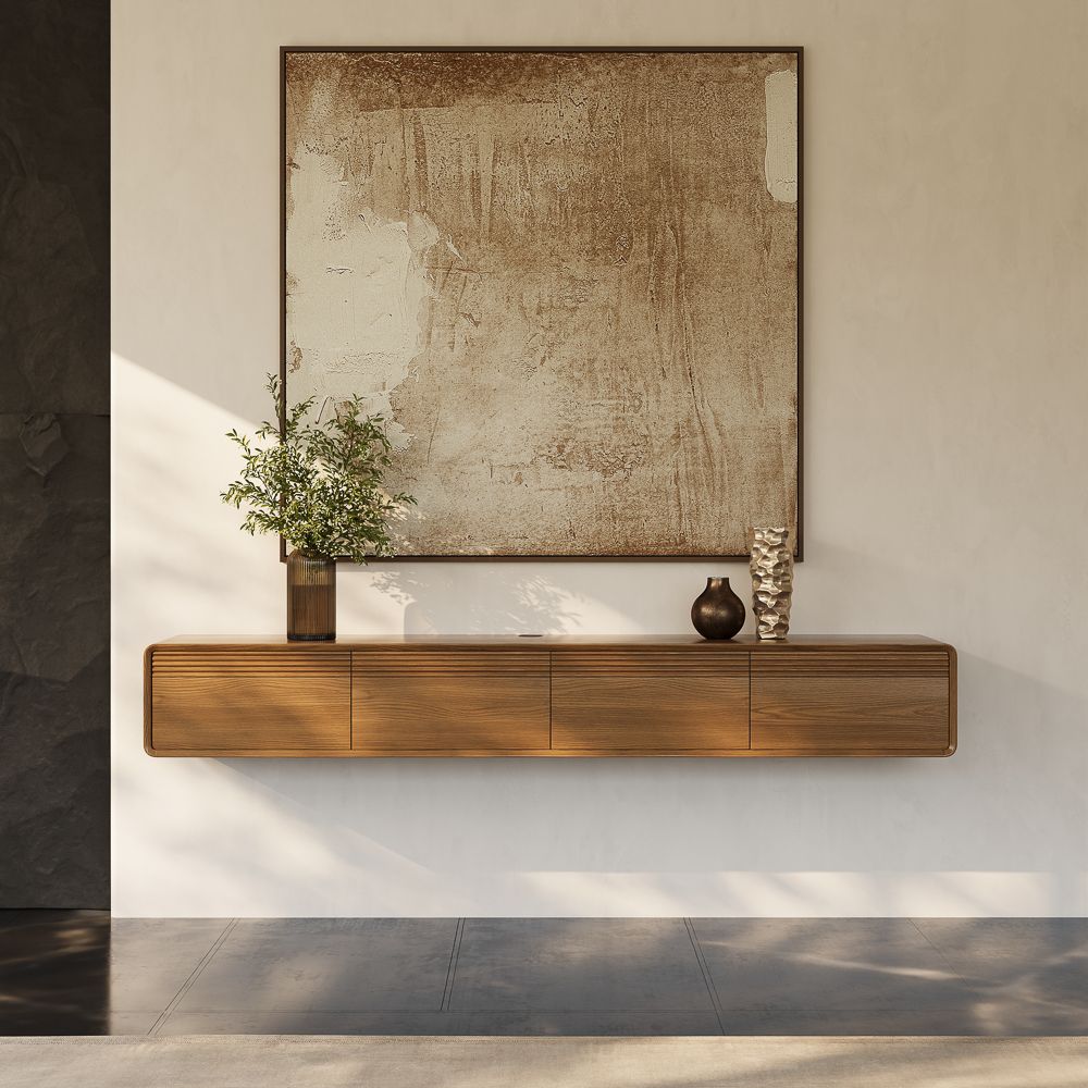 with Doors Walnut Color MDF TV Stands