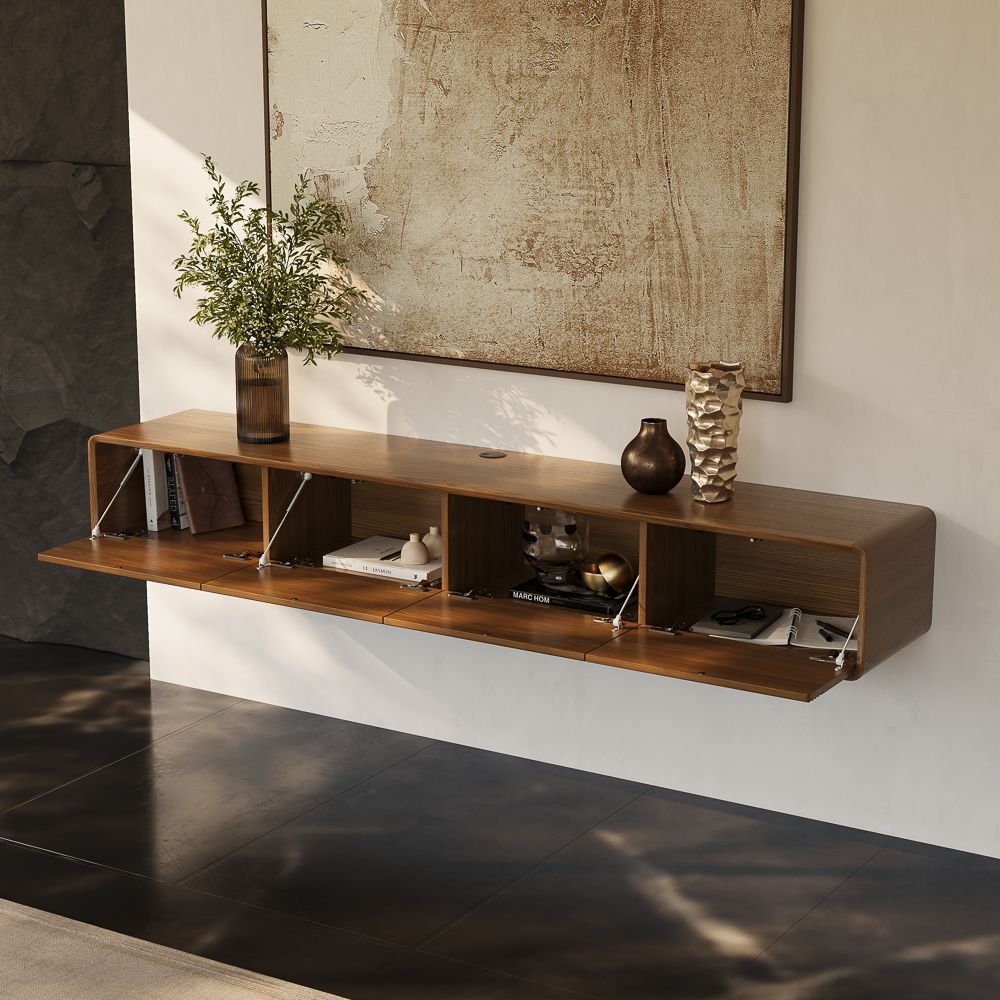 Fluted Walnut Color MDF TV Stands