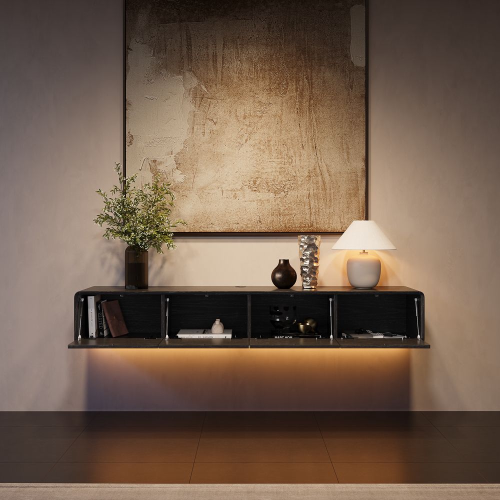 with Storage Black MDF TV Stands