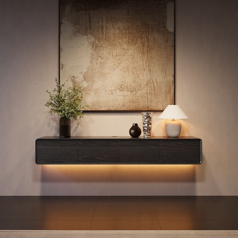 with Cabinets Black MDF TV Stands