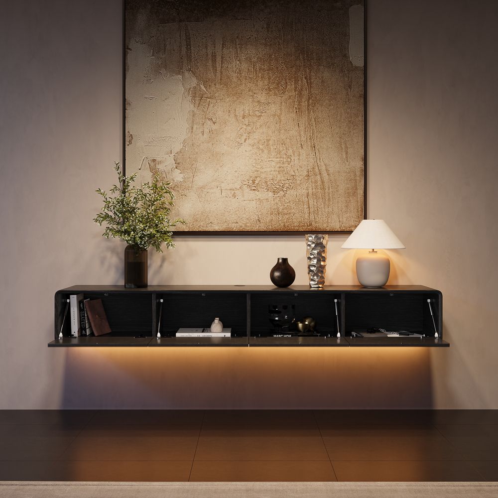 Floating Black MDF TV Stands