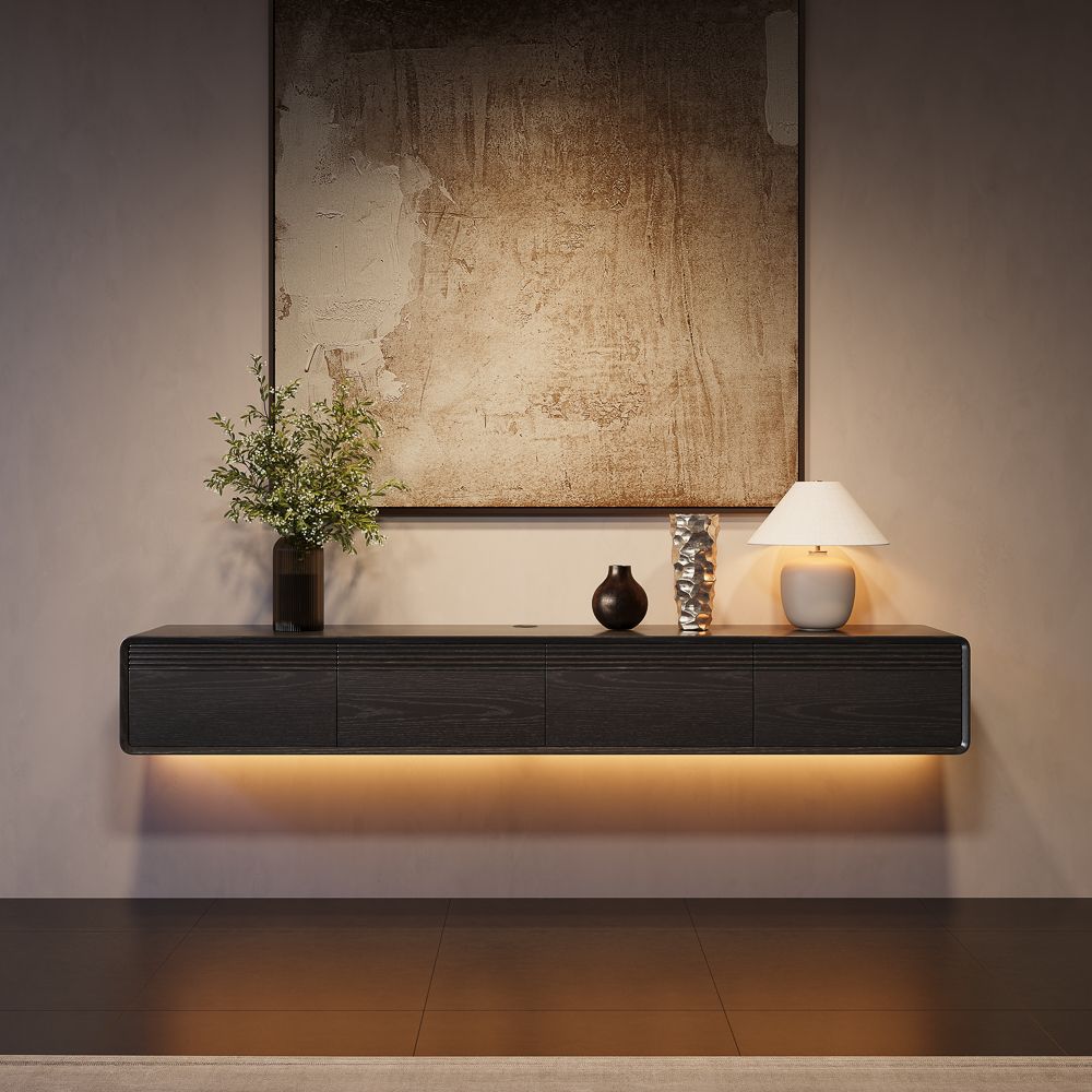 Floating Black MDF TV Stands