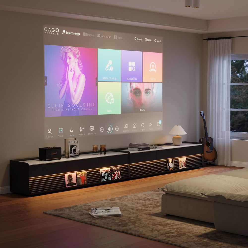 Rectangular Glossy White & Black Plywood TV Stands