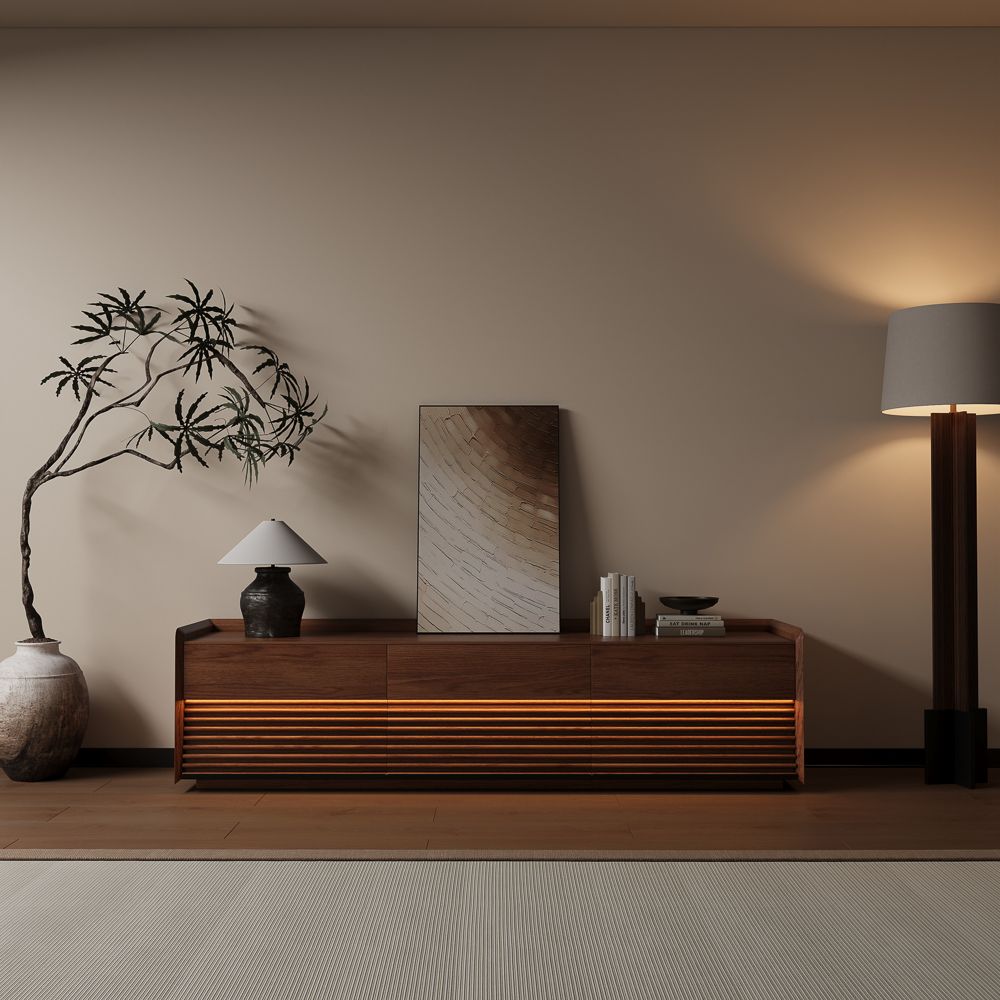 Bedroom Walnut Color Plywood TV Stands