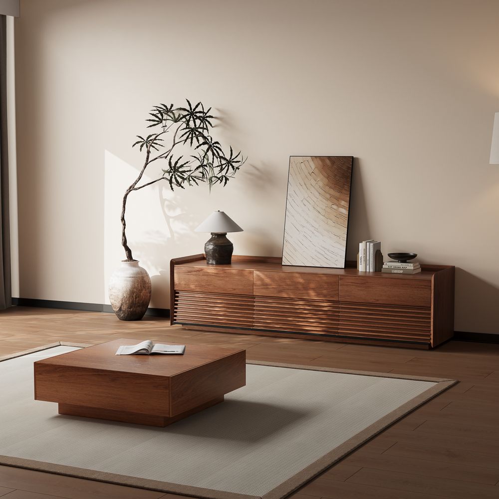 Mid Century Modern Walnut Color Plywood TV Stands