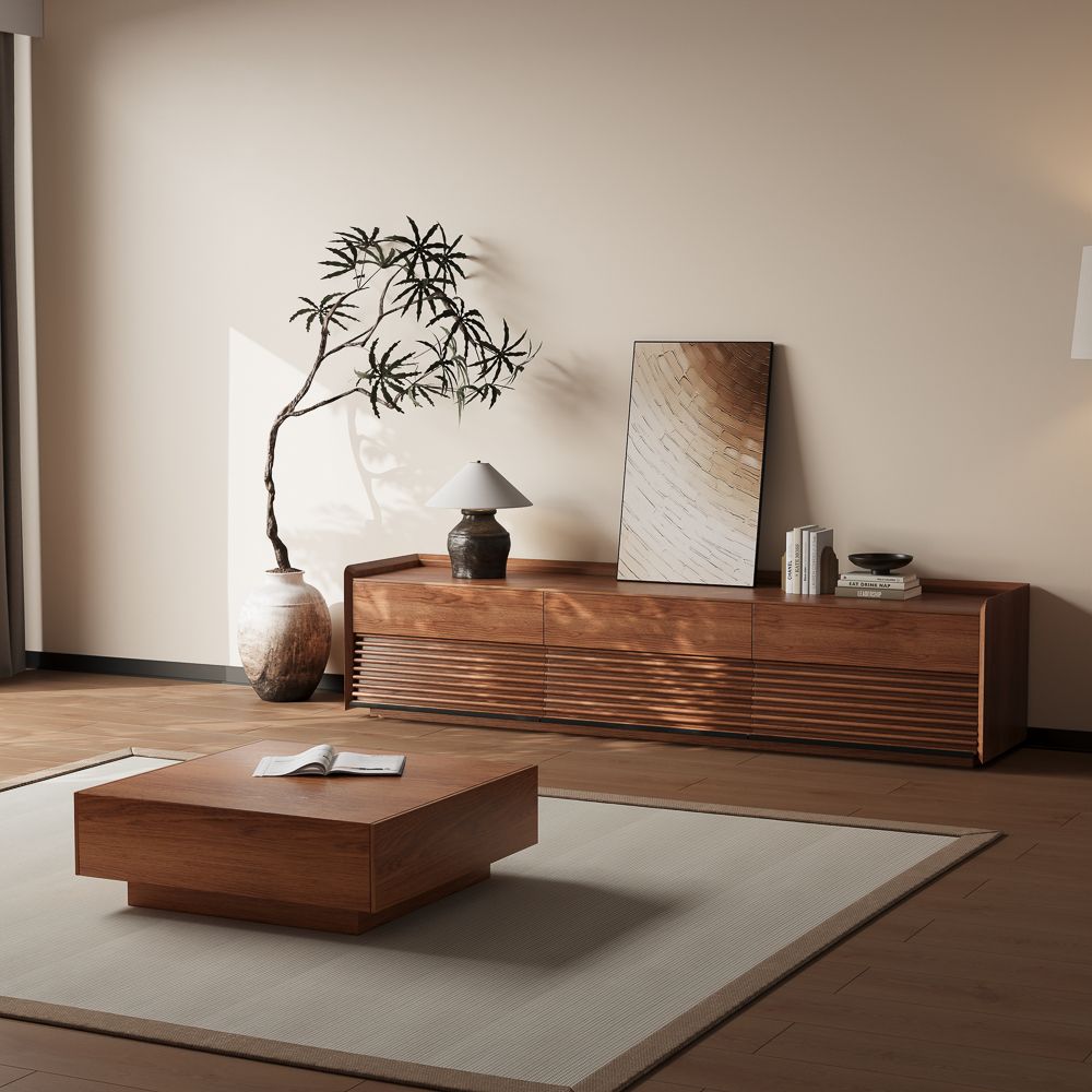 Large Walnut Color Plywood TV Stands