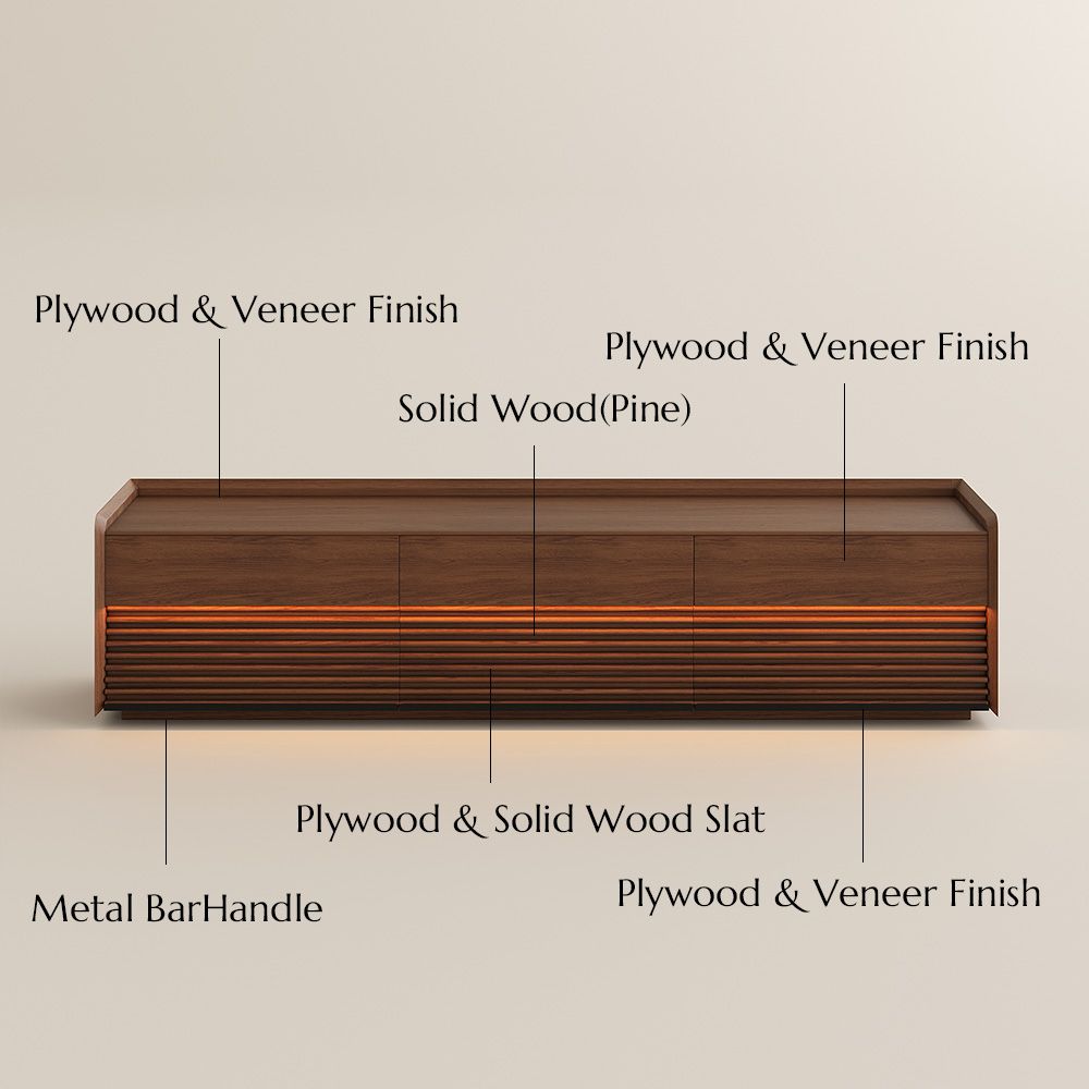 Low Walnut Color Plywood TV Stands