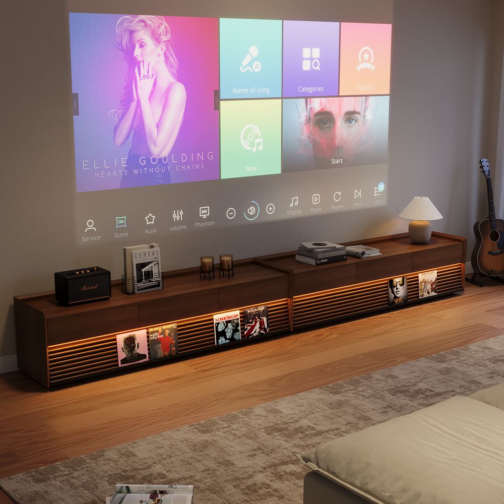 Solid Wood Walnut Color Plywood TV Stands