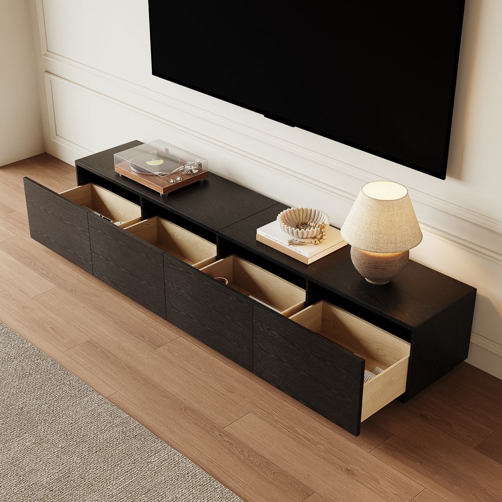 Perfect for 75 Inch TV Black MDF TV Stands