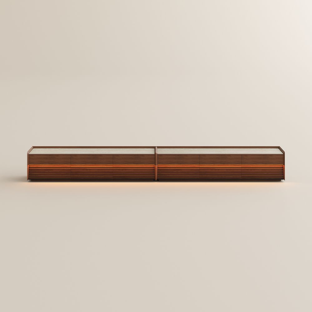 On the Ground Walnut Plywood TV Stands