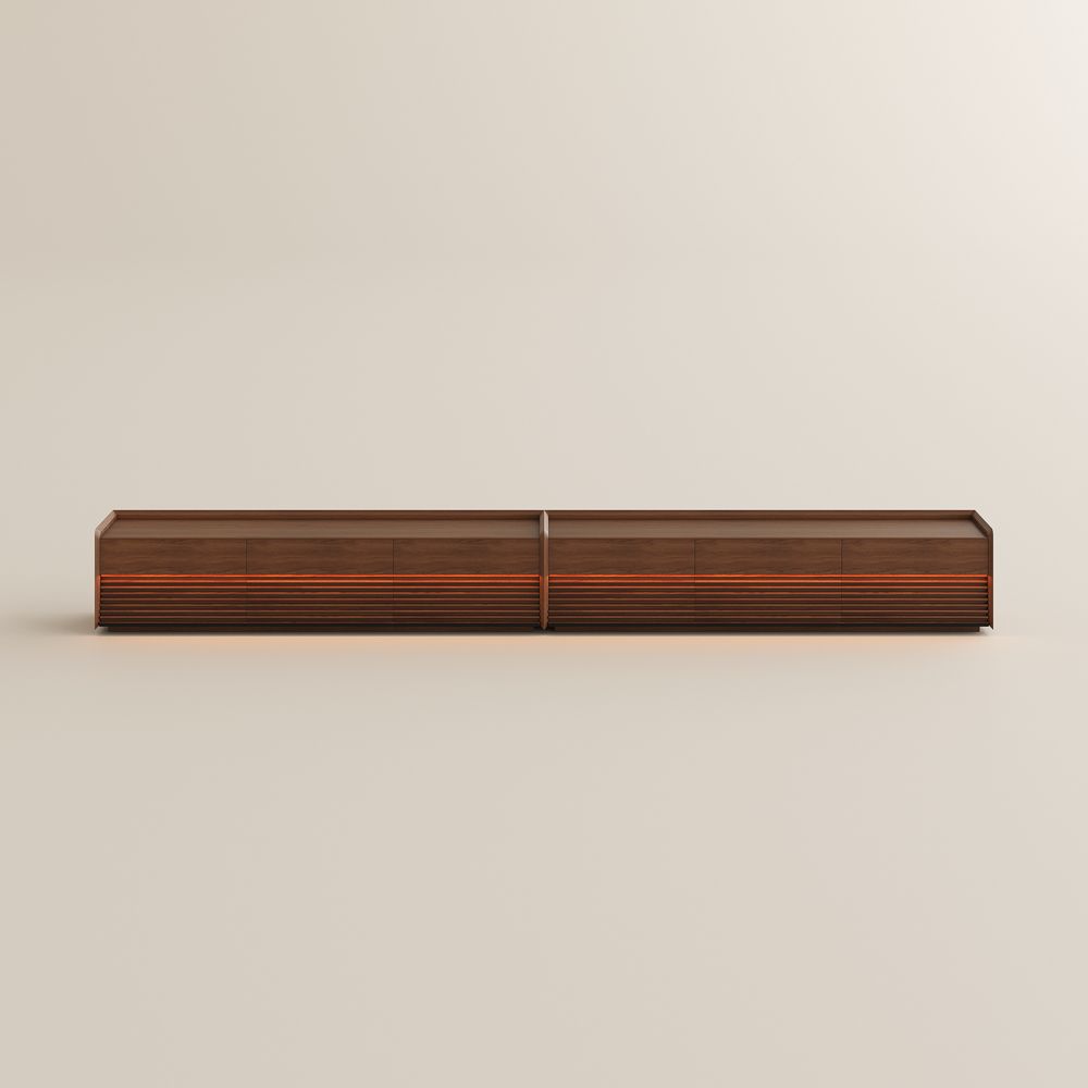 On the Ground Walnut Color Plywood TV Stands