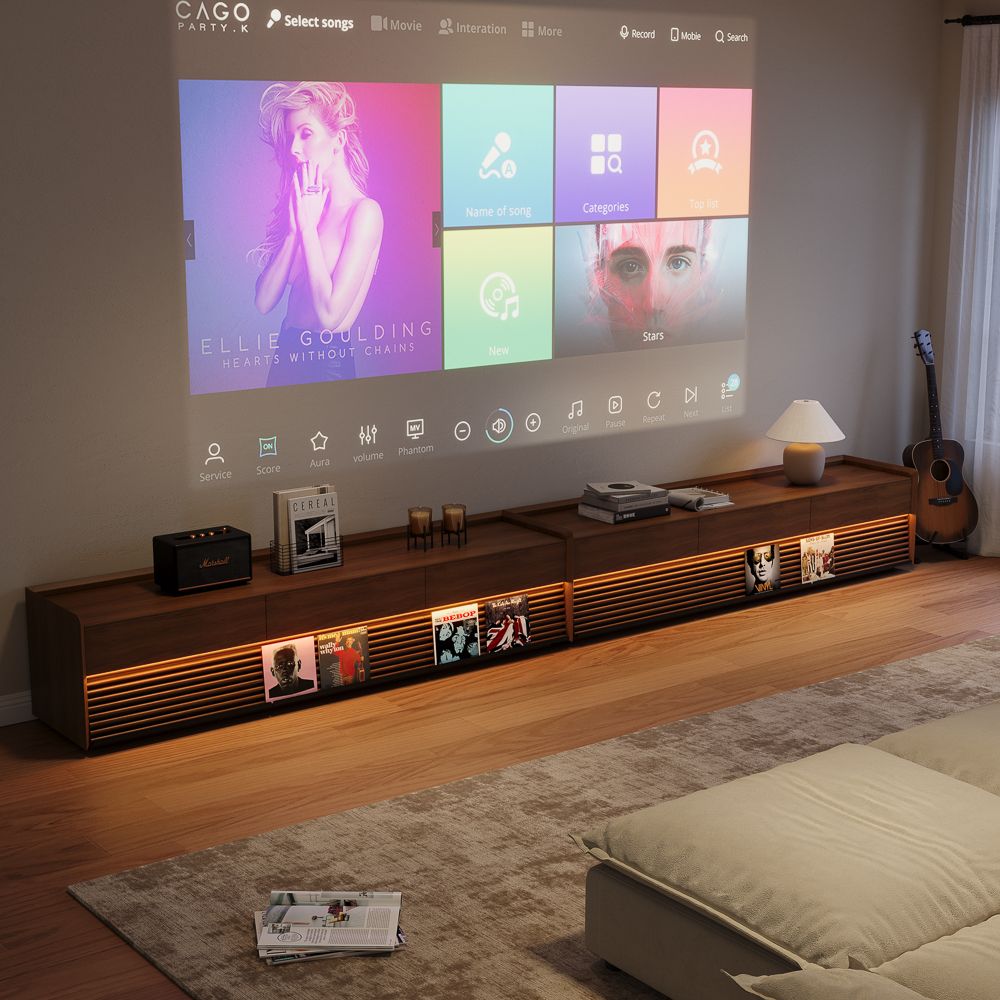 Rectangular Walnut Color Plywood TV Stands