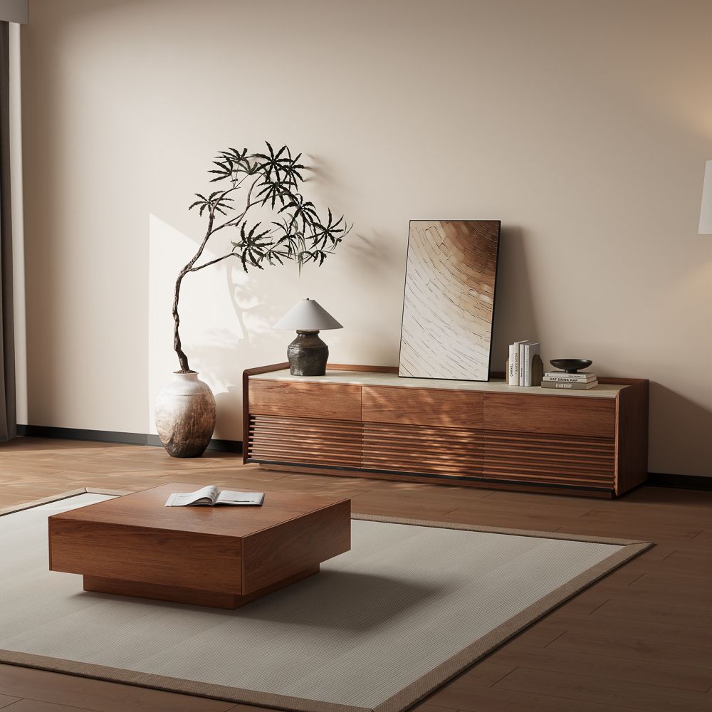 Perfect for 65 Inch TV Walnut Plywood TV Stands