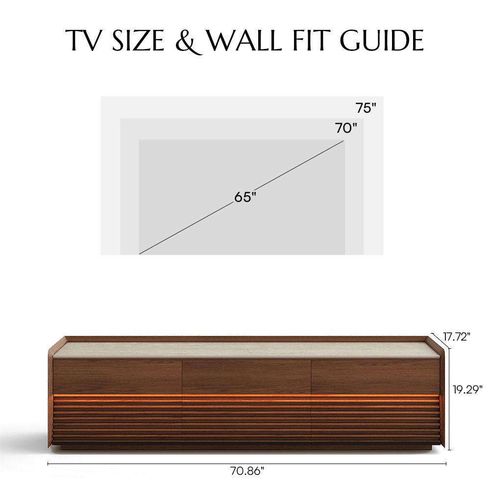 with Travertine Stone Top Walnut Plywood TV Stands