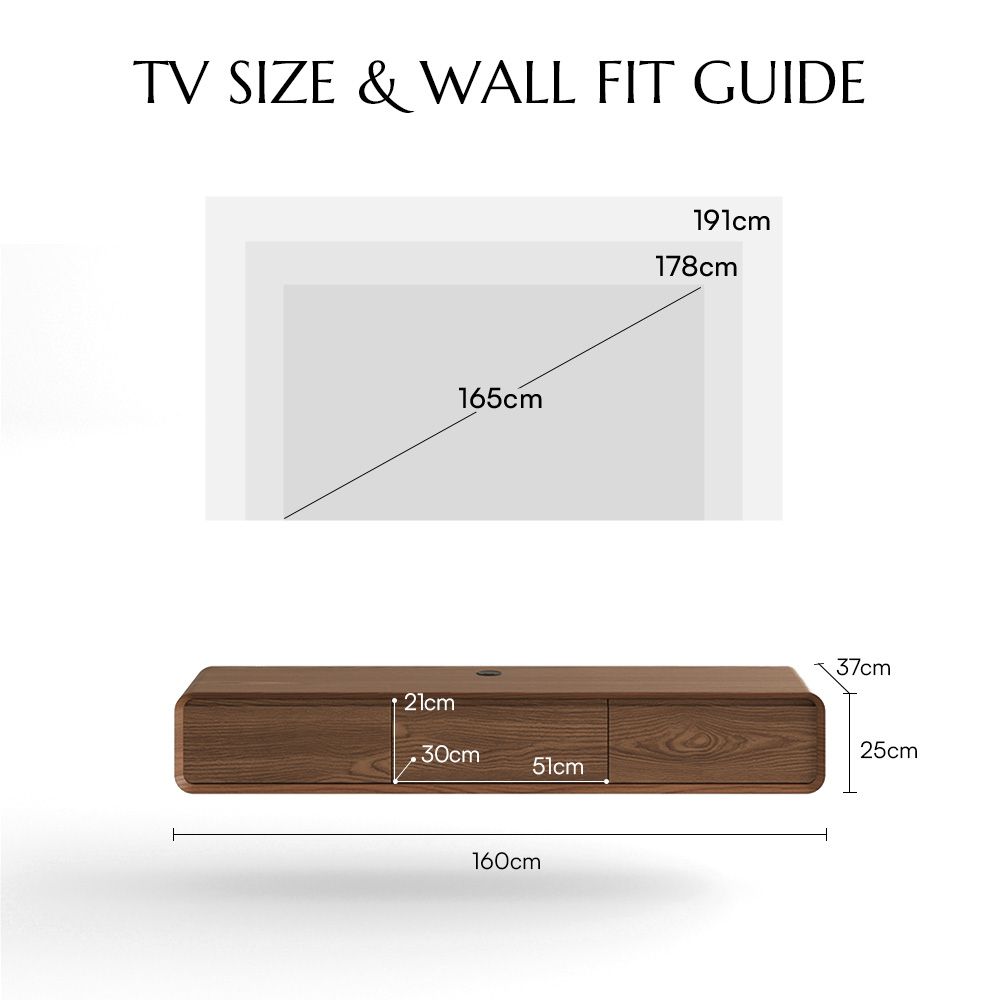 Wall Mount Dark Wood & White MDF TV Stands
