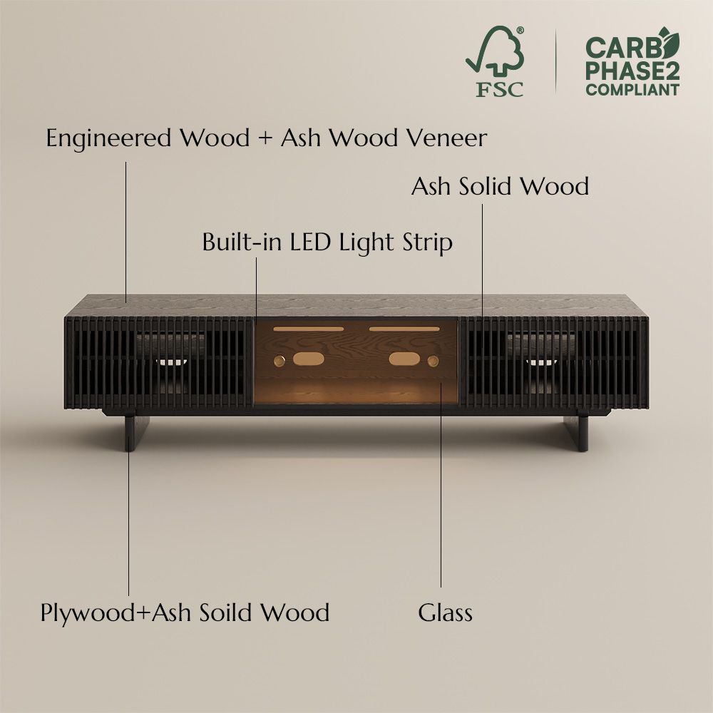 Height Adjustable Black Plywood TV Stands