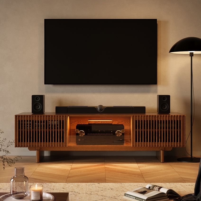 Glass Cabinet Door Walnut Plywood TV Stands