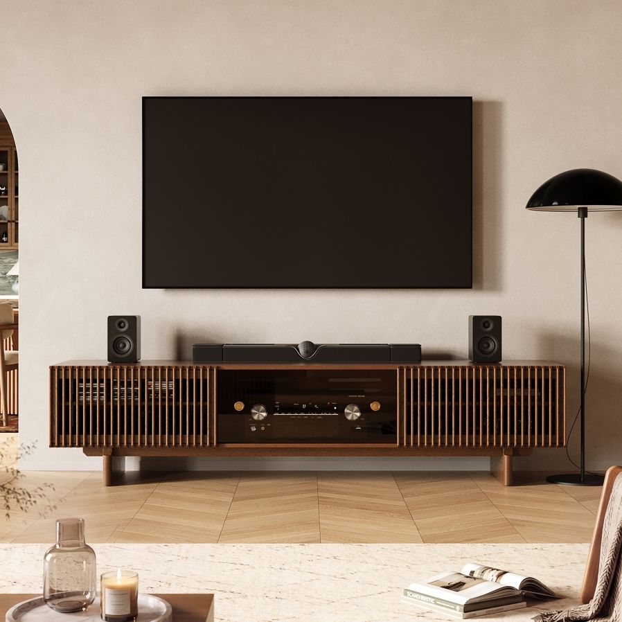 Perfect for 70 Inch TV Walnut Plywood TV Stands