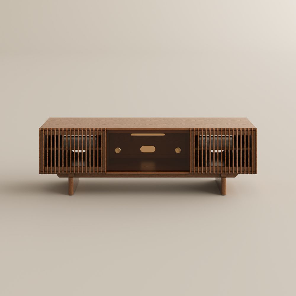 Sliding Door Walnut Plywood TV Stands