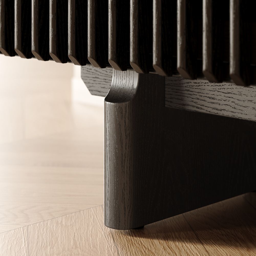 with Shelves Black Plywood TV Stands