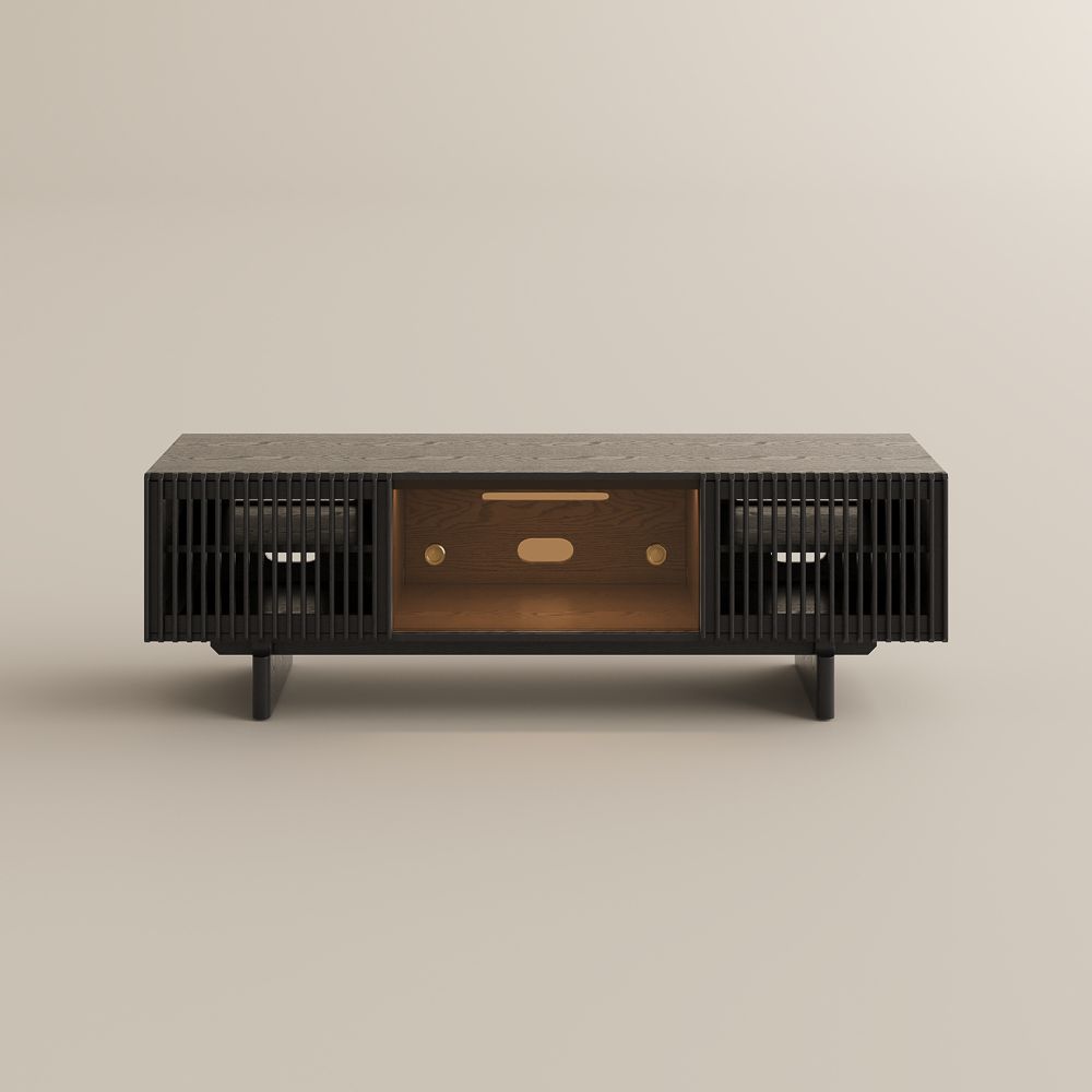 with LED Lights Black Plywood TV Stands