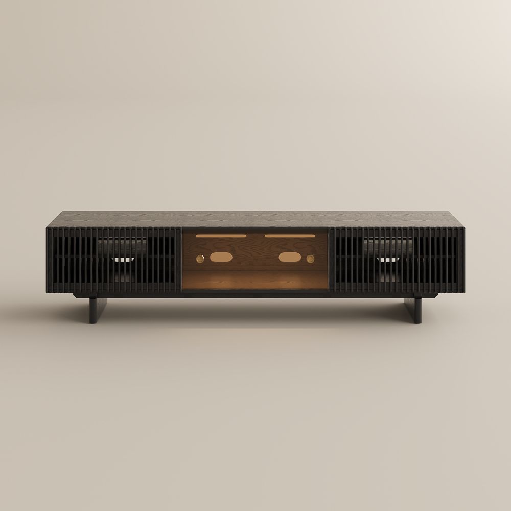 with LED Lights Black Plywood TV Stands