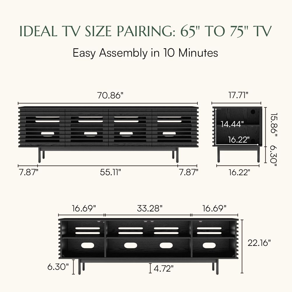 Perfect for 70 Inch TV Black TV Stands