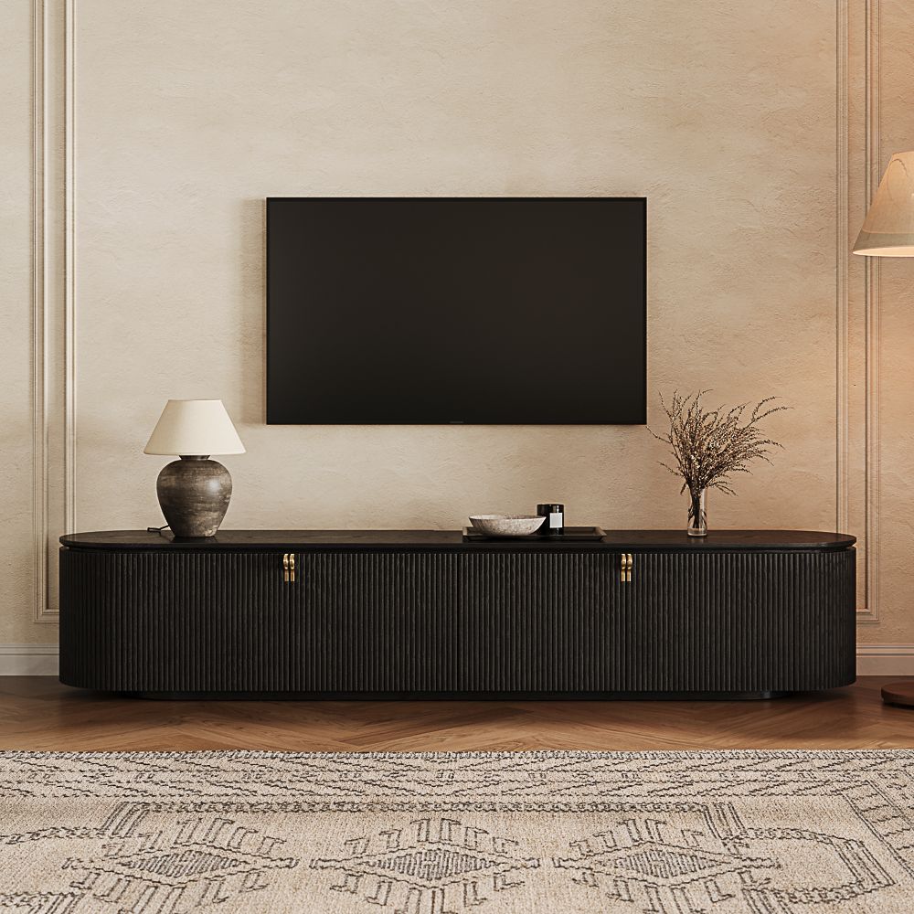 with Cabinets Black Plywood TV Stands